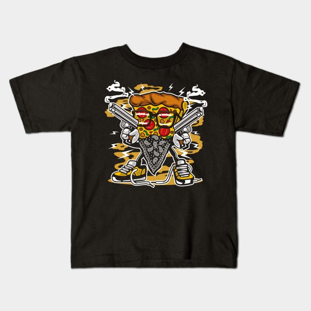 Pizza Gangster Kids T-Shirt by drewbacca